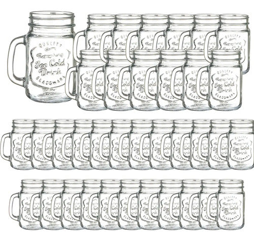 Caja Sellada Con 36 Piezas Tarro Mason Jar De Vidrio labrado 480 ml