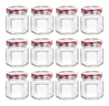 12 Frascos Mini Hexagonal Vidrio Tapa Colores Almacena 45ml