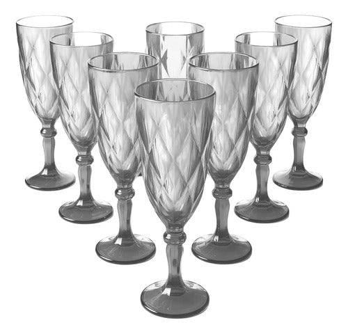 Copas de Vidrio Humo Cristal 8 Piezas
