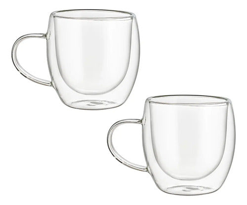 Juego de Tazas para Café, Taza Térmica Doble Pared, Tazas para Cafe y Té, Hechas de Vidrio de Borosilicato, 2 Tazas de 260 ml