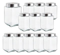 Caja 12 Piezas Brocal De Vidrio Cuadrado c/Tapa Rosca Mediano 1.6 L