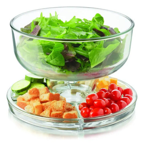Domo Pastelero Ponchera Ensaladera Botanera de Vidrio 6 En 1 Multiusos, 6 usos diferentes