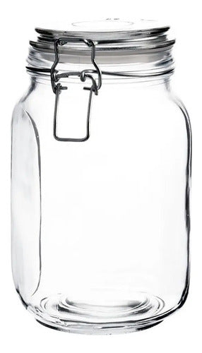 Frasco Hermético Vidrio Contenedor Con Tapa Clip 1,5 Lts