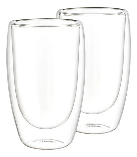 Juego de 2 Vasos Térmicos de Borosilicato doble pared 450 ml ideal para bebidas calientes o frías.