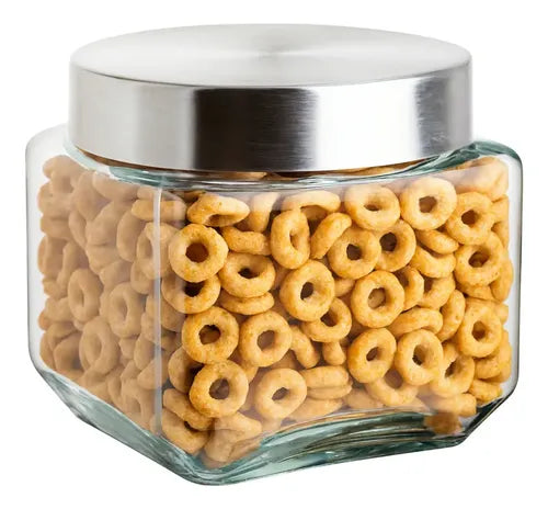 Caja 24 Piezas Brocal De Vidrio Cuadrado c/Tapa Rosca Mini 820 ml
