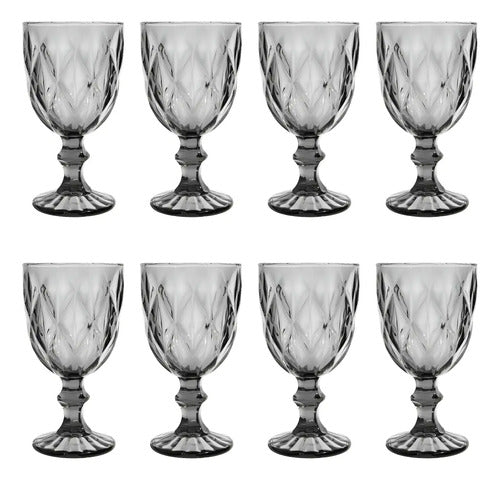 Copas De Vidrio Humo Cristal 8 Piezas 245 Ml