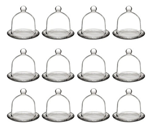 Set 12 Bombonera De Cristal Con Tapa Campana Vidrio Vittori