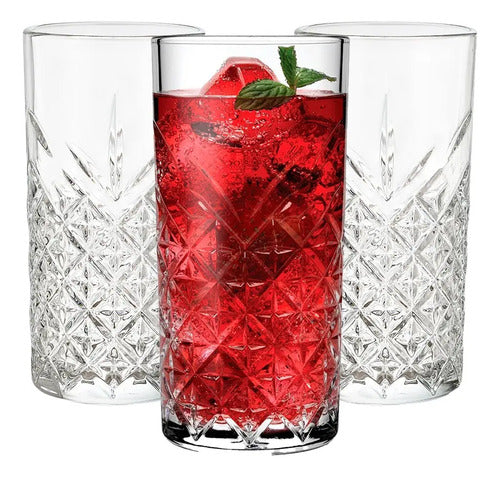 Juego de 36 Vasos Jaiboleros Infinity Diseño Timeless High Ball Grande de Vidrio Cristal 450 ml 15 1/4 oz