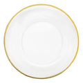 Set 6 Bajo Plato Base Gala Vidrio Cristalino Filo Dorado Blanco