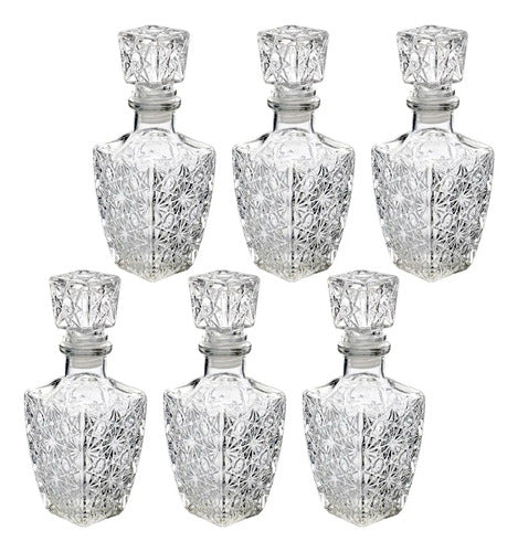 Juego de 6 Licoreras Decantador Diamante para Vino de Vidrio Cristal 1 Litro