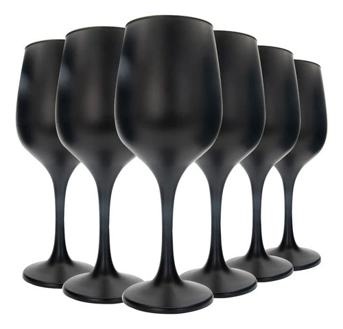 Set 6 Copas vidrio Cristal para Vino Tinto Lav Fame 480ML Color Negro Mate