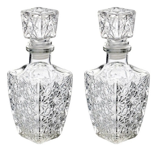 Set 2 Piezas Licorera De Vidrio Diamante Grande 1 L