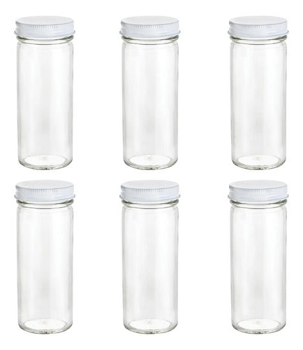 Set 6 Piezas Tarro Cilíndrico De Vidrio 125ml