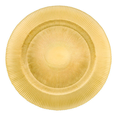 Set 6 Bajo Plato Base Venecia Redondo Vidrio Color Dorado