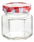 Caja 144 Piezas Frasco Mini Hexagonal Tapa Mantel Rojo 45 Ml