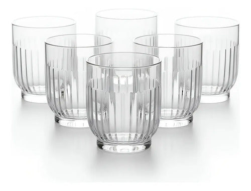 Juego 6 Vasos Dof Old Fashion Tokio Vidrio Cristal 330 ml Para Cocina, Banquetes, Fiestas