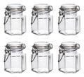 Set 6 Frasco Especiero Octagonal Almacenamiento Vidrio 100ml Transparente
