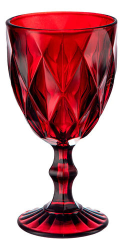 Juego De 24 Copas Para Vino De Vidrio Cristal Rojo 340ml Rojo