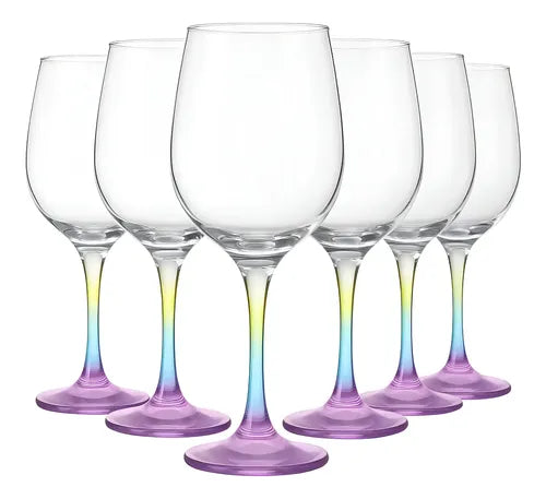 Set 6 Copas vidrio Cristal para Vino Tinto Lav Fame 480ML Color Arcoíris