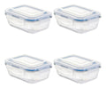 Set 4 Contenedor Hermético Vidrio Rectangular Chico 370 Ml