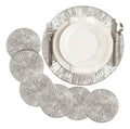 Set 6 piezas Manteles Individuales Redondos 38 cm Tapete Mesa Comedor PVC Color Plateado