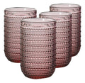 Set Vasos Vidrio Cristal Labrado Polka 420ml Púrpura/4 Piezas