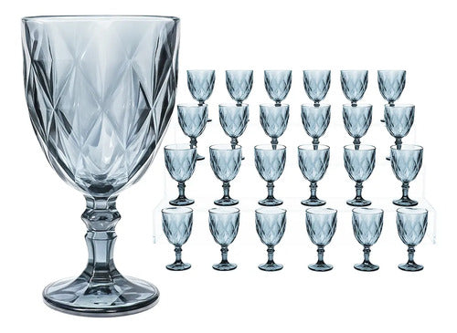 Copas De Vidrio Vino Azul 24 Piezas