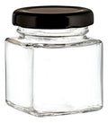 12 Frascos Mini Cuadrado C/tapa Negra 70ml