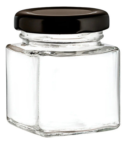 12 Frascos Mini Cuadrado C/tapa Negra 70ml