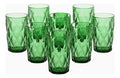 Juego 8 Vasos Vidrio Cristal Labrado Libia 400ml Verde
