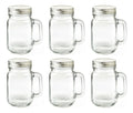 Set 6 Tarros Vaso Mason Jar Liso Vintage Vidrio 480ml C/tapa Transparente