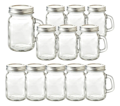 Set Con 12 Piezas Mini Tarro Mason De Vidrio c/c/Tapa Cerrada 120 ml