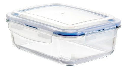 Set 4 Contenedor Hermético Vidrio Rectangular Grande 1.5 L Transparente