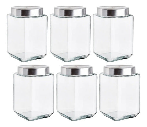 Set 6 Frascos Organizador Almacenamiento Cocina Vidrio 1.6l Transparente