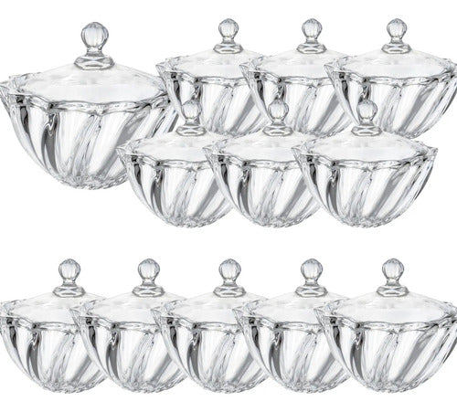 Caja Sellada Con 12 Piezas Bombonera De Vidrio Dalia 980 ml