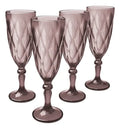Juego 4 Copas de Vidrio Cristal para Champaña Vino Agua Color Púrpura