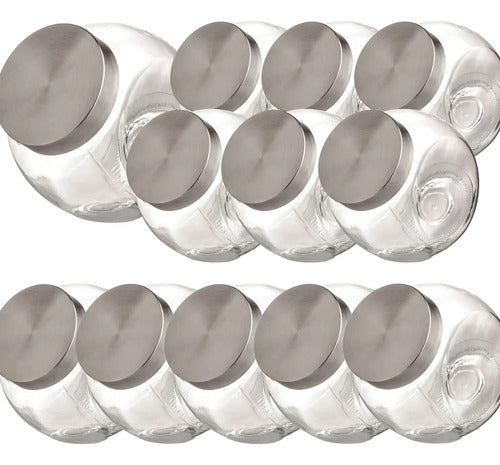 Caja 12 Piezas Brocal De Vidrio Posiciones T/Rosca Acero Inox 2 L