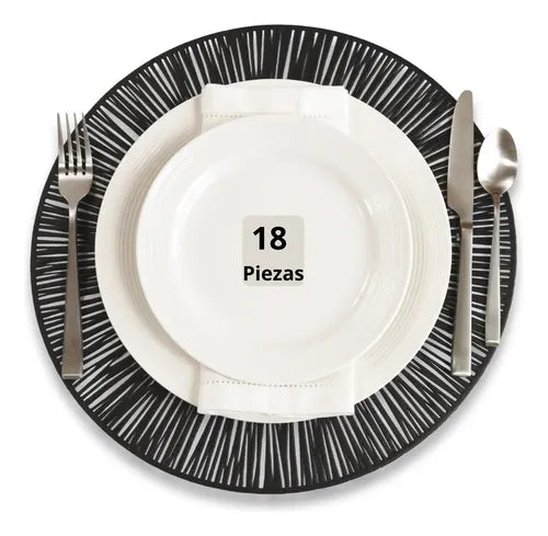 Mantel Individual tapete rectangular Mesa Comedor PVC, tapetes Lavables Resistentes Fácil de Limpiar para Mesa Cocina Comedor Restaurante (18, Negro)