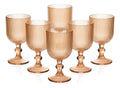Juego 6 Copas Cristal Labrado Astriado Ondulado 370ml Color Ambar