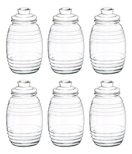 Set 6 Frascos De Vidrio Tarrito Almacenamiento Cocina 1.8l Transparente