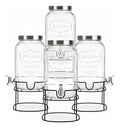 Dispensador De Agua De Vidrio 5.1litros 4 Piezas Con Base