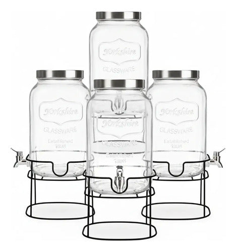 Dispensador De Agua De Vidrio 5.1litros 4 Piezas Con Base