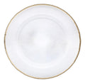 Juego de 6 bajo platos Base Venecia Redondo de Vidrio Color Blanco con Filo Dorado