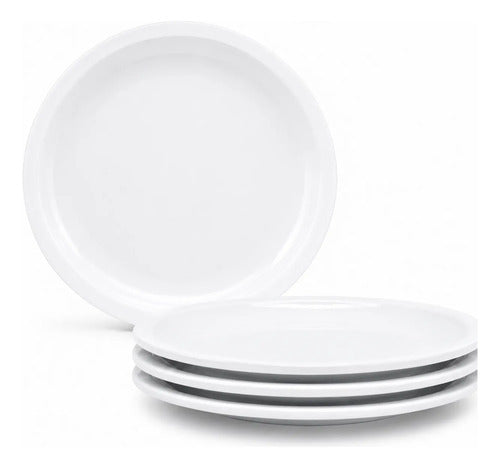 Set 4pz Plato Vajilla Melamina Trinche Postre Pan Blanco 20cm