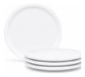Set 4pz Plato Vajilla Melamina Trinche Postre Pan Blanco 27cm