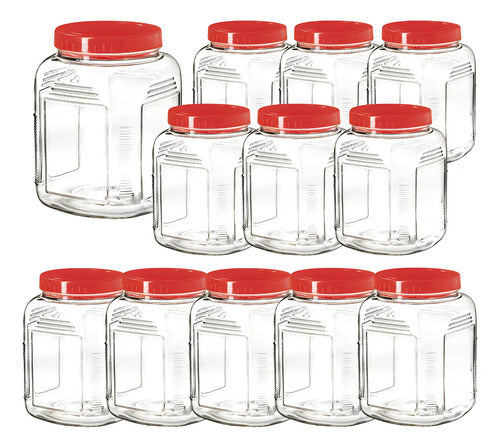 Caja 12 Piezas Brocal De Vidrio Cuadrado T/Rosca 2.8 L