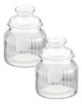 Set 2 Piezas Brocal De Vidrio Astriado Mediano T/Presión 650 ml