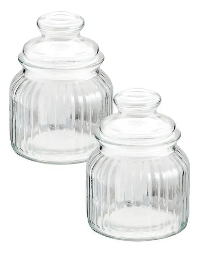 Set 2 Piezas Brocal De Vidrio Astriado Mediano T/Presión 650 ml