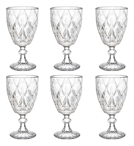 Set Con 6 Piezas Copa De Vidrio Labrada Libia Grande 320 ml