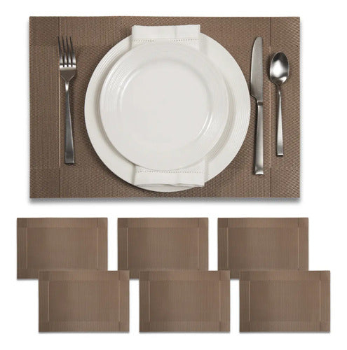 Mantel Individual tapete Rectangular Mesa Comedor Textiline, tapetes Lavables Resistentes Fácil de Limpiar para Mesa Cocina Comedor Restaurante (6, Moka)